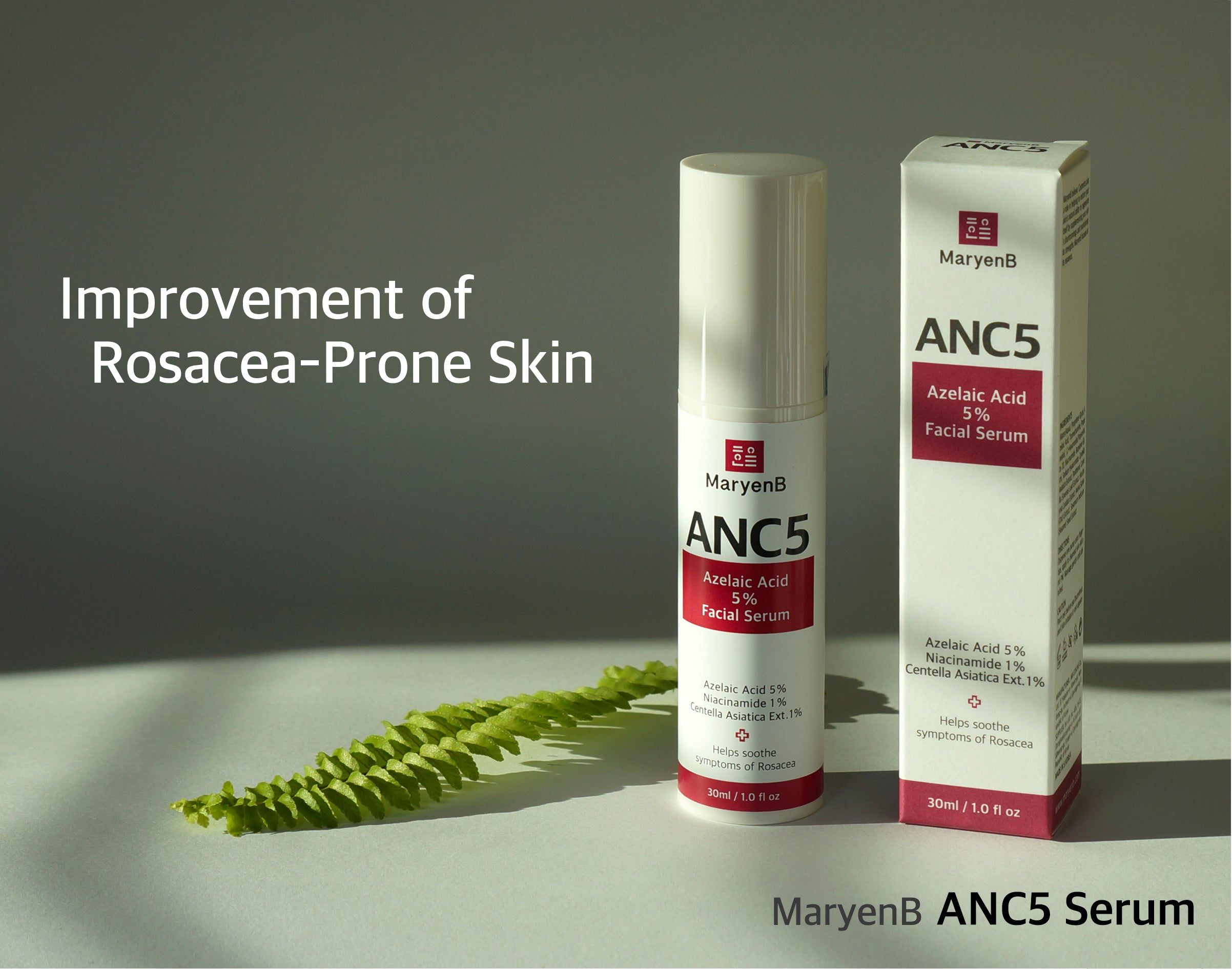 MaryenB ANC5 Azelaic Acid 5% Serum 1 Fl Oz - Gentle Redness Relief, Acne Care